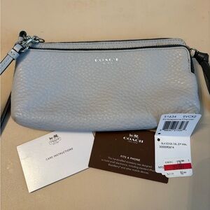 Coach BLK Edge Double Zip Wallet – SV/Soapstone Charcoal – Style 51634✨✨✨